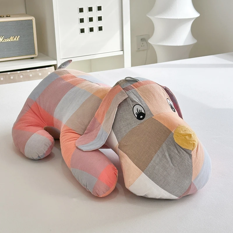 双层纯棉趴趴狗抱枕公仔玩偶水洗棉全棉小孩女生睡觉专用抱枕60cm