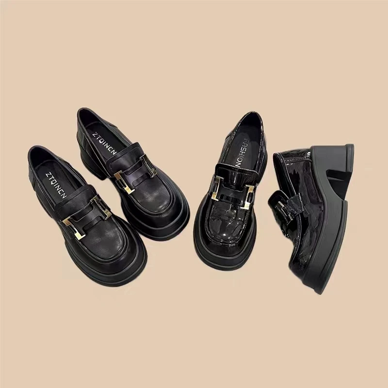 35-43码 大码玛丽珍小皮鞋女41厚底增高英伦风复古日系jk乐福单鞋