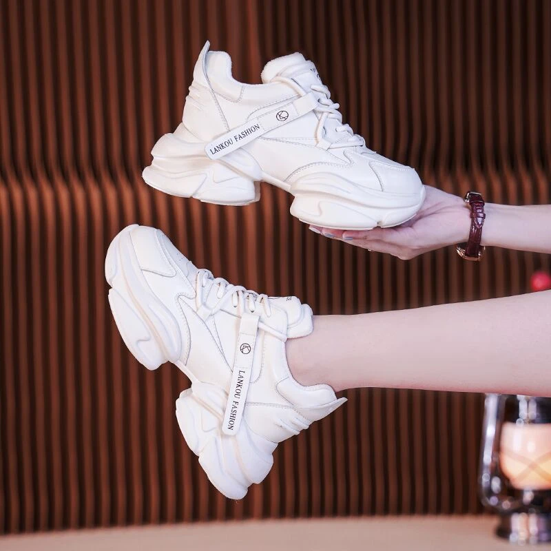 4062增高6cm真皮老爹鞋2025新款春夏厚底休闲小白鞋运动百搭ins