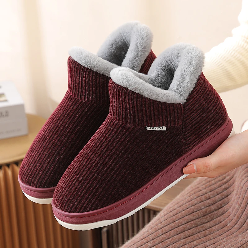 厂家直销加绒加厚保暖家居棉鞋手工防滑包跟棉拖鞋妈妈鞋月子鞋