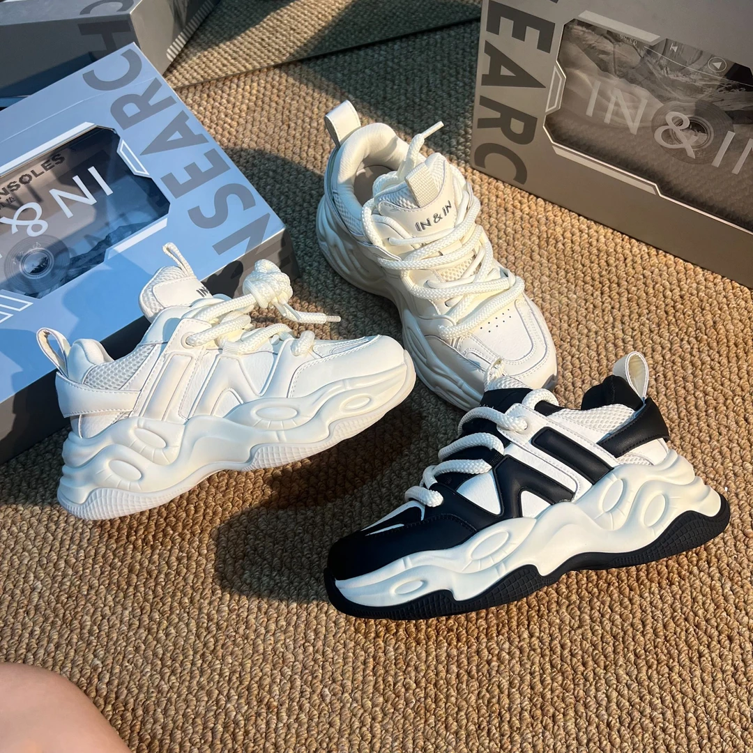 潮流街区-2024早秋厚底增高真皮小众潮牌设计师款老爹鞋