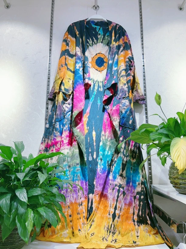 泰格手工扎染不规则风衣外套