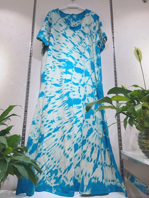 泰国手工扎染连衣裙胸围130(直播间选花型)