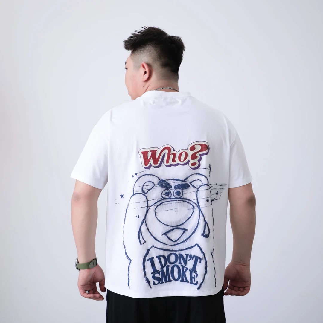 大码男装 2024夏季新款 草莓熊短袖71776胖子印花圆领