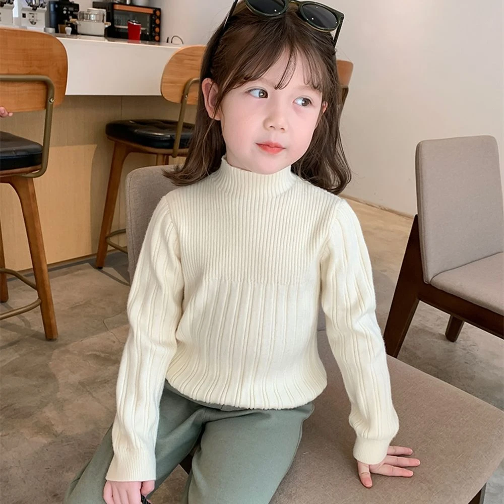 厚款女童毛衣打底衫2023新款男儿童半高领洋气针织衫保暖