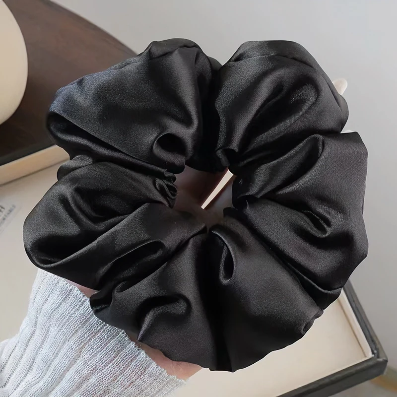 法式缎面加棉大肠发圈柔软不伤发优雅发饰时尚百搭黑色纯色简约