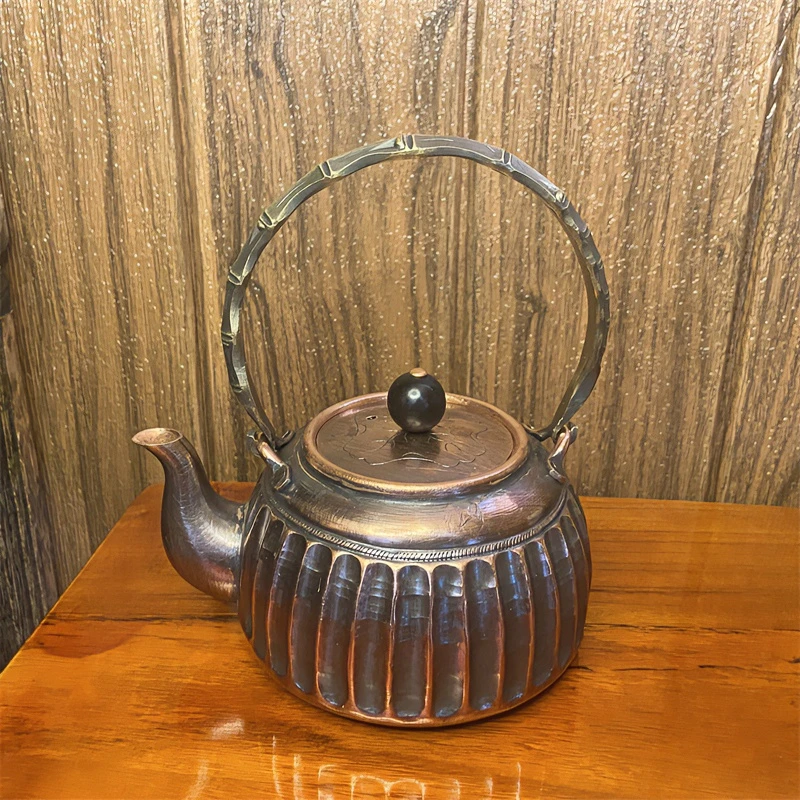 复古纯紫铜手工小容量沏泡茶水壶带过滤烧煮茶水提梁壶家用小茶壶