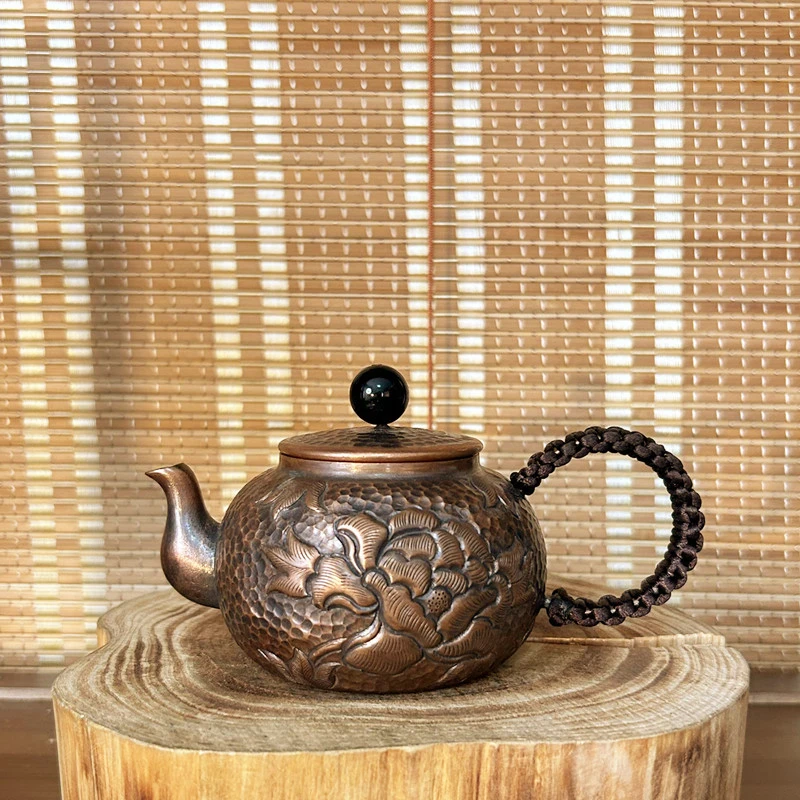 网红纯手工紫铜小容量泡茶壶复古手把小铜壶家用泡功夫茶小壶铜具