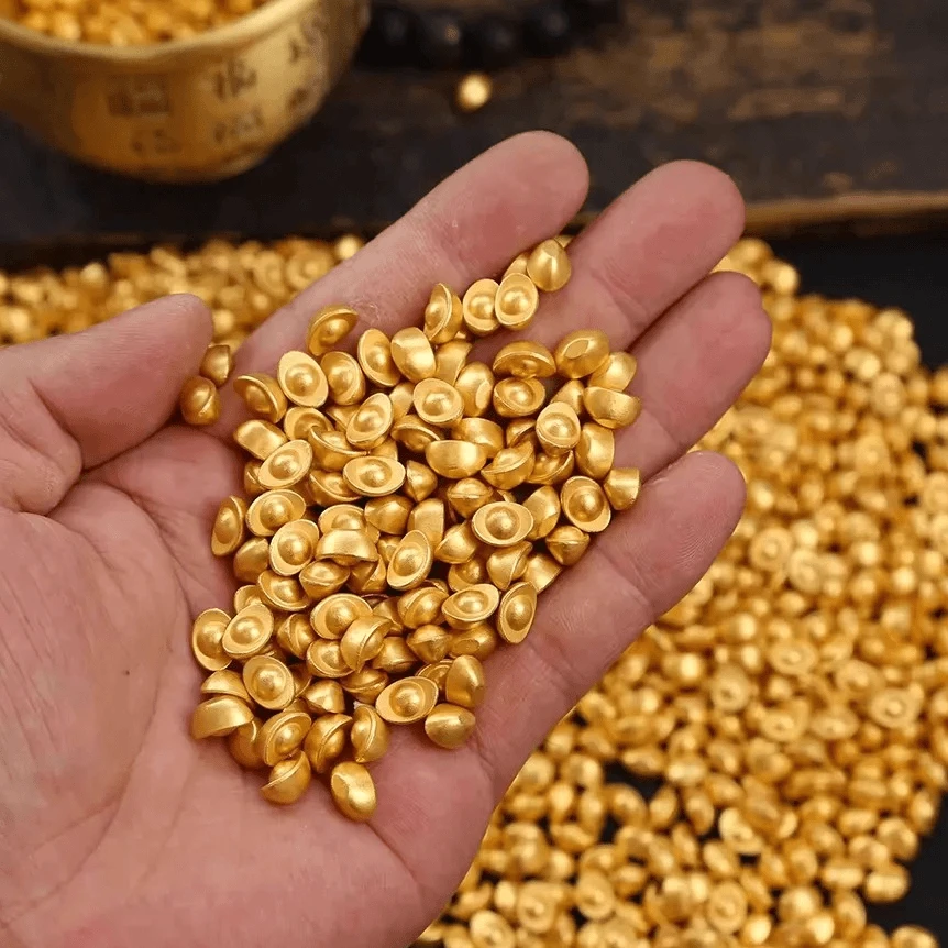 摆件小物件沙金diy高端工艺品金豆实心仿真小元宝车内饰品摆件