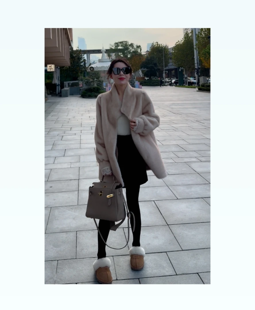 【雪儿姐姐自制】仿水貂毛毛外套复古时尚大衣秋冬长款环保毛外套