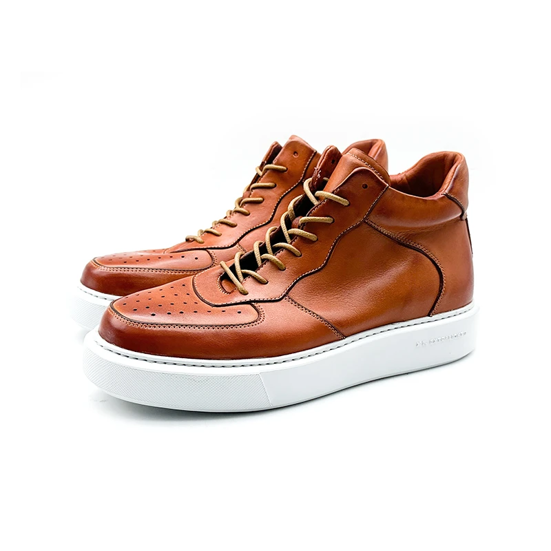 重水洗高帮马皮空军一号真皮运动鞋复古板鞋男士时尚休闲男鞋