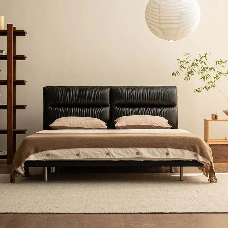 支吾 曜石床真皮实木轻盈悬浮双人床