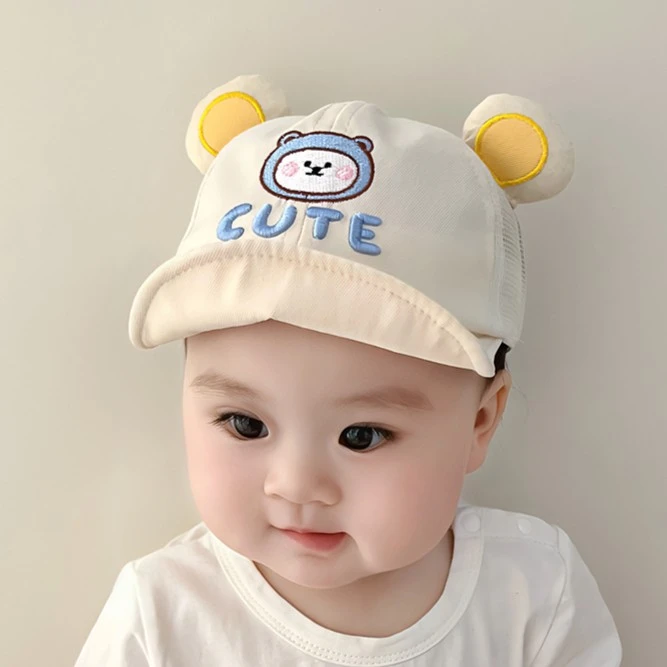 婴儿帽子夏季网眼软檐宝宝鸭舌帽可爱卡通幼儿遮阳帽防晒男女童帽