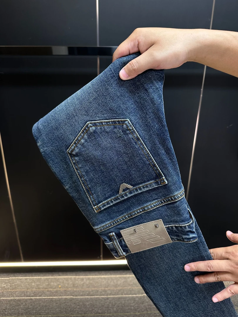 【TT奢品】秋冬新品288#蔚蓝色高端潮流弹力修身小直筒男士牛仔裤