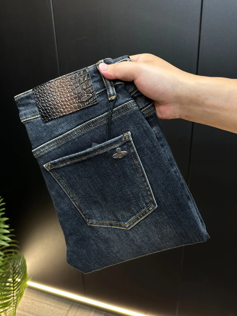 【TT奢品】秋冬定制款墨迪蓝男士高端时尚弹力修身小直筒男士牛仔裤