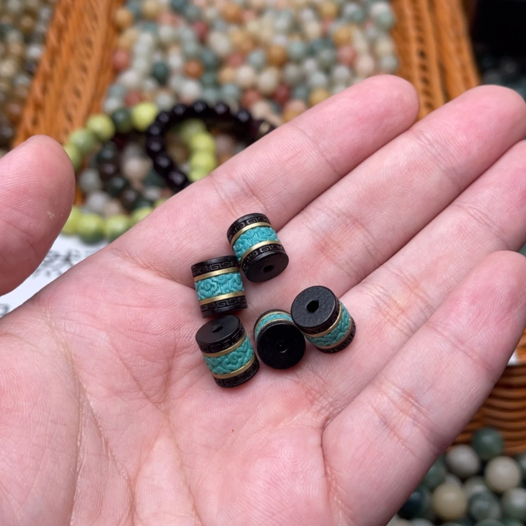 【闪购商品】白玉菩提吊坠紫光檀➕松石的桶珠