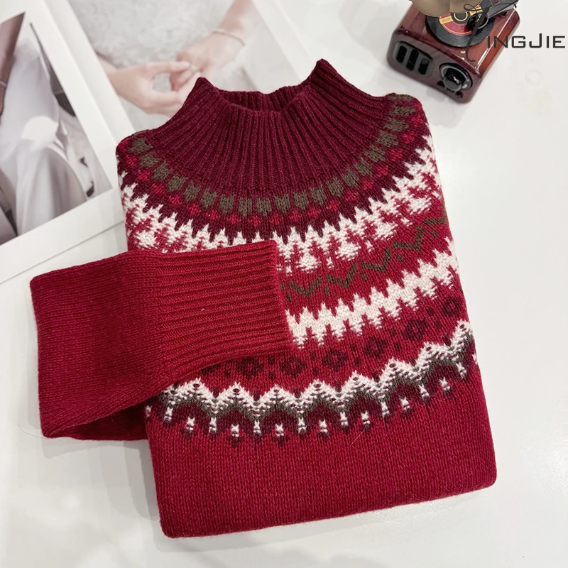 【100%羊毛费尔岛】经典复古简约大气加厚款秋冬费尔岛毛衣B2012