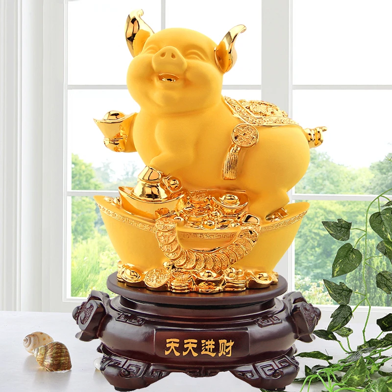 招财元宝金猪摆件家居饰品风水客厅酒柜摆设生日礼物生肖猪工艺礼