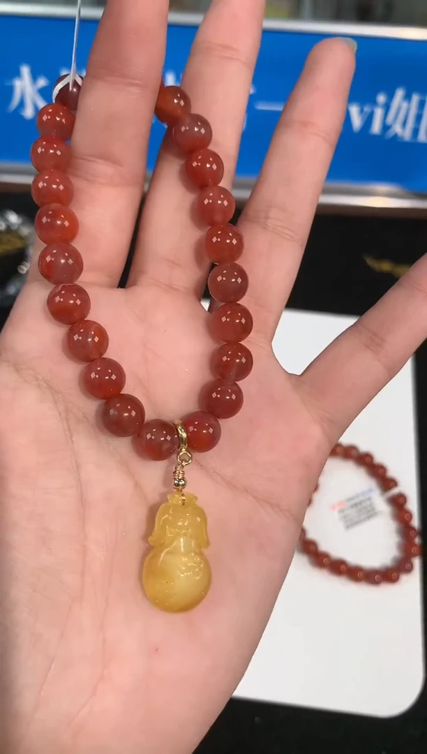 【闪购商品】水晶手链未镶嵌27号南红配蜜蜡单圈