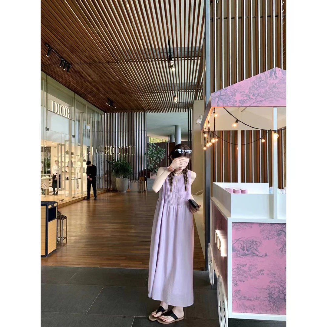 徐秋阳 香芋紫连衣裙 气质时尚夏季设计款连衣裙9335