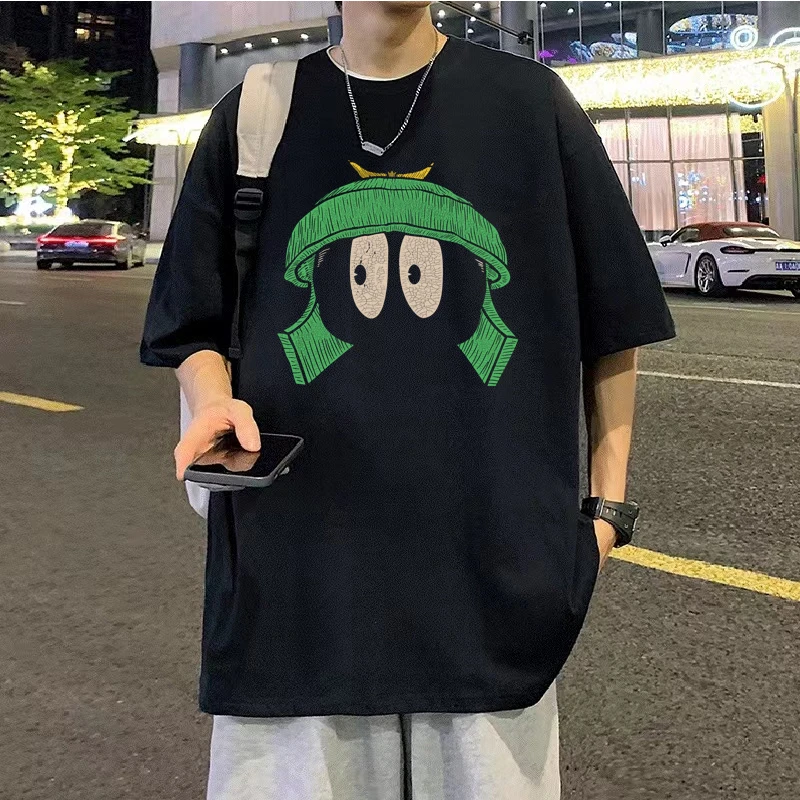 纯棉短袖t恤男女同款夏装宽松大码ins潮牌印花休闲半袖上衣服情侣