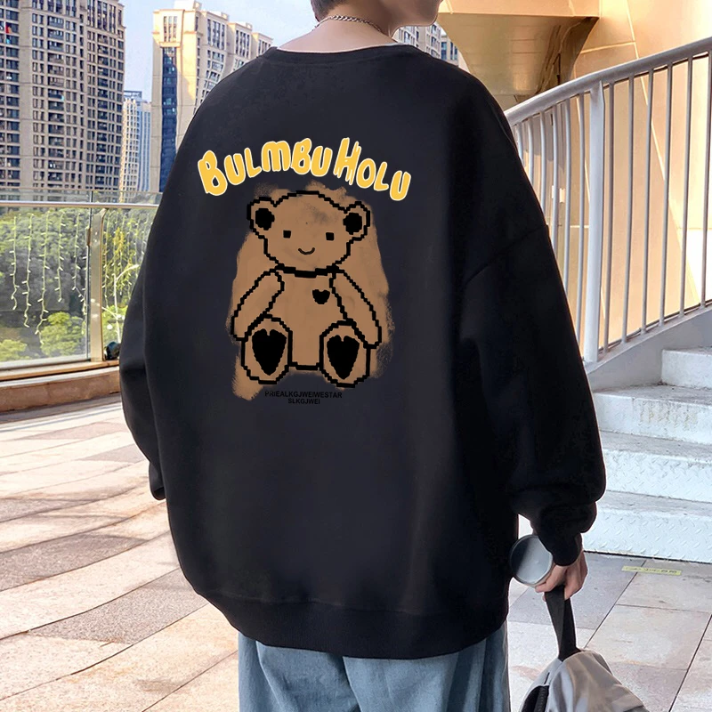 潮牌卫衣男圆领春秋季薄款宽松男生美式学院风青少年长袖上衣套头