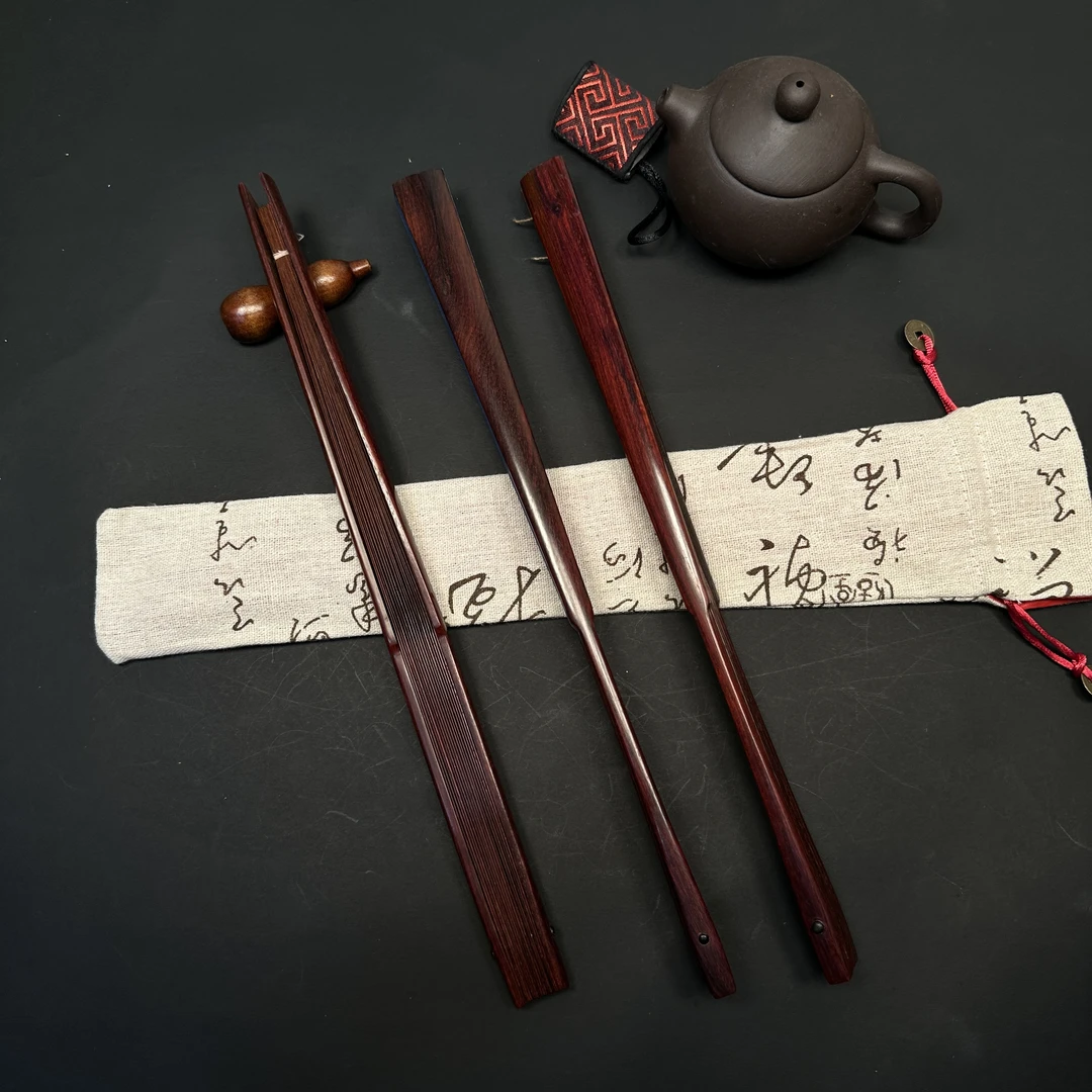段业文老师精工 印度小叶紫檀古方头型手工文玩折扇匠心打造
