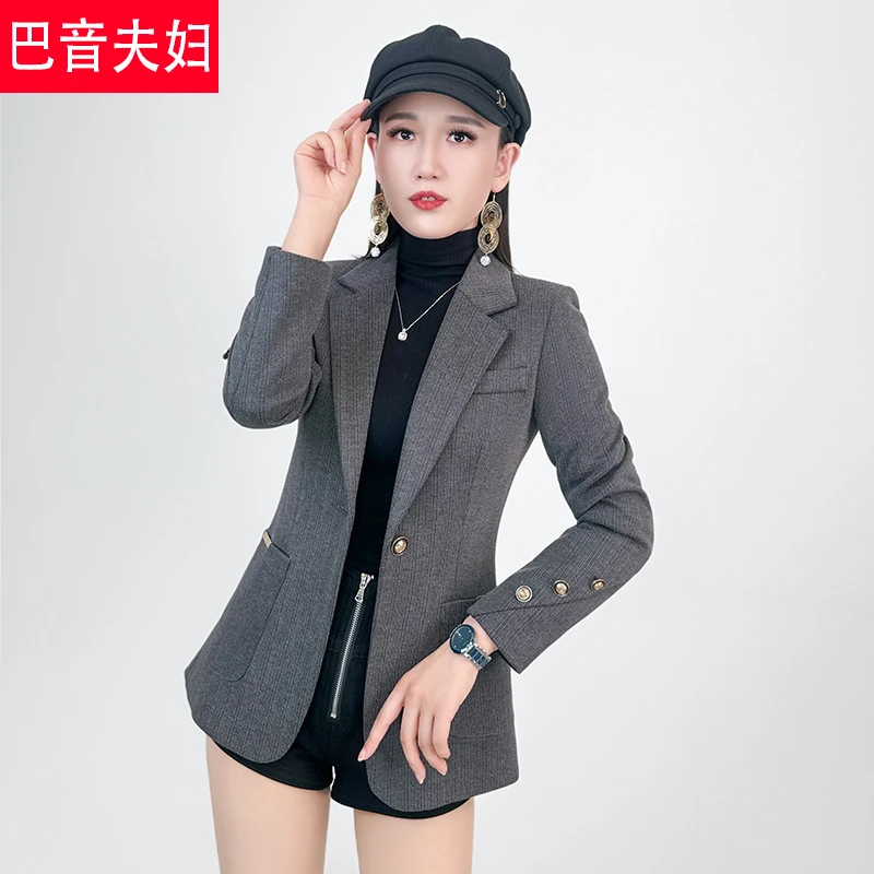 高端小西装外套女2024秋冬毛呢新款修身收腰小个子长袖洋气西服女