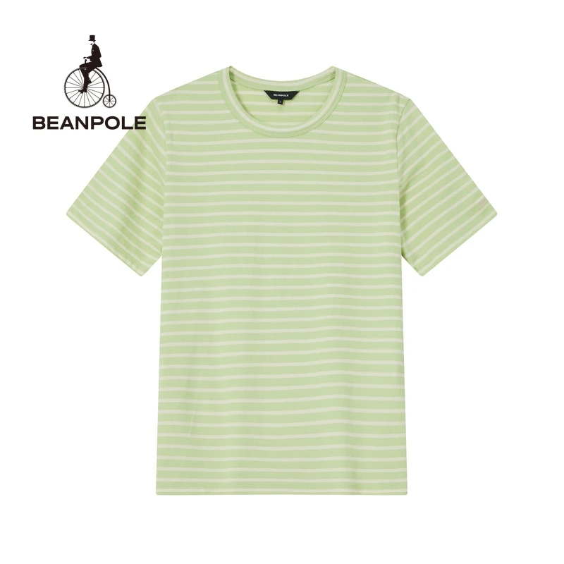 BEANPOLE滨波24春夏新女薄荷绿圆领ESS系列条纹短袖T恤BF4342E01