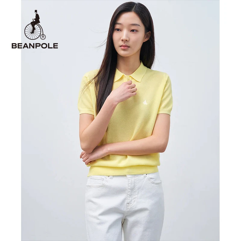 BEANPOLE滨波24春夏新女士基础商务优雅翻领短袖针织衫 BF4451C04