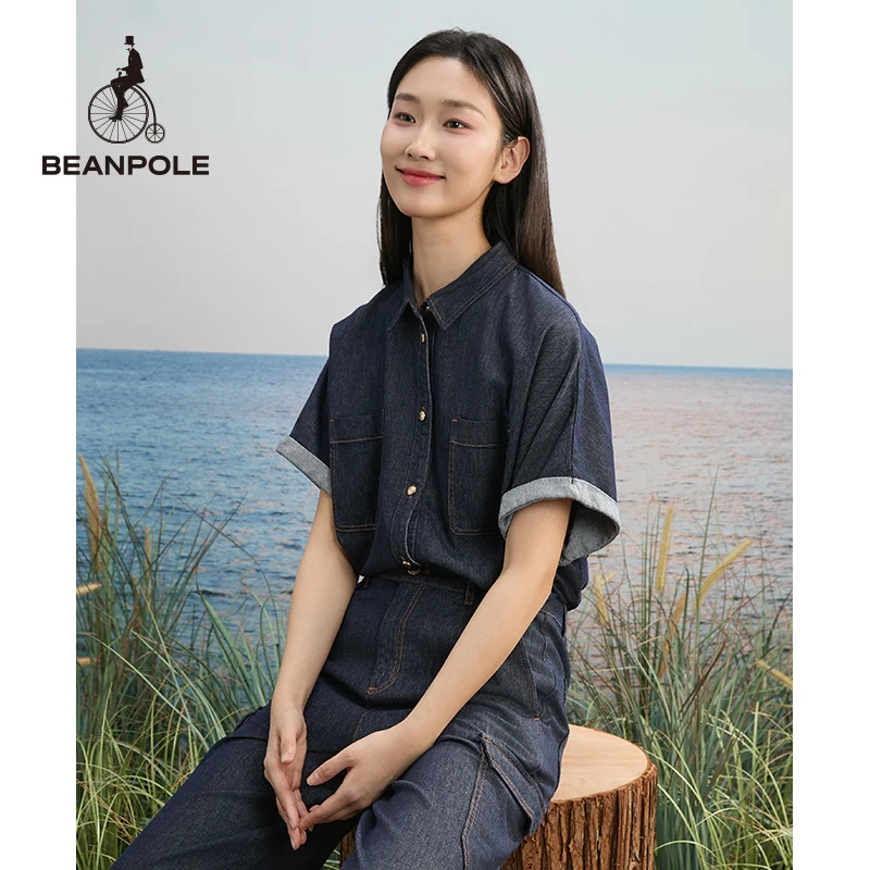 BEANPOLE24 春夏新女士美拉蓝潮酷时尚简约牛仔半袖衬衫BF4265Z01