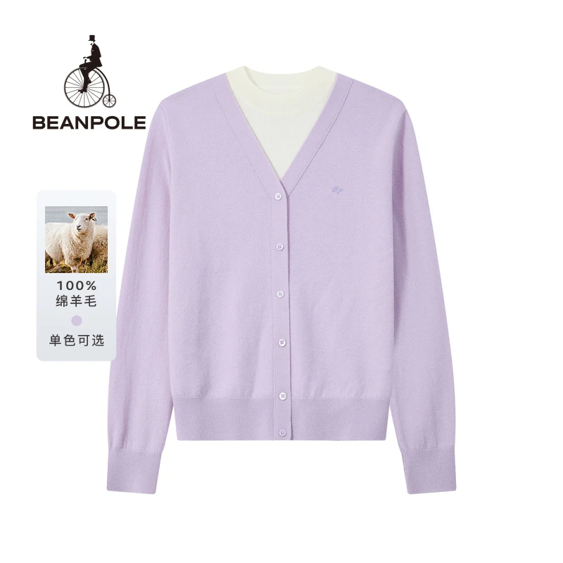 BEANPOLE【100%绵羊毛】24秋冬新 女士半高领假两件针织衫BF4851Z03