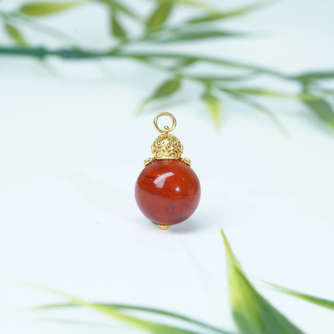 【铭记珠宝】s925银南红吊坠25-DM176H31【多样性发一件】尺寸约13mm+