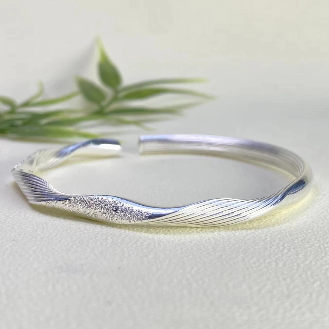 足银银制品 【铭记珠宝】足银手镯5-DM249H1【多样性发一件】