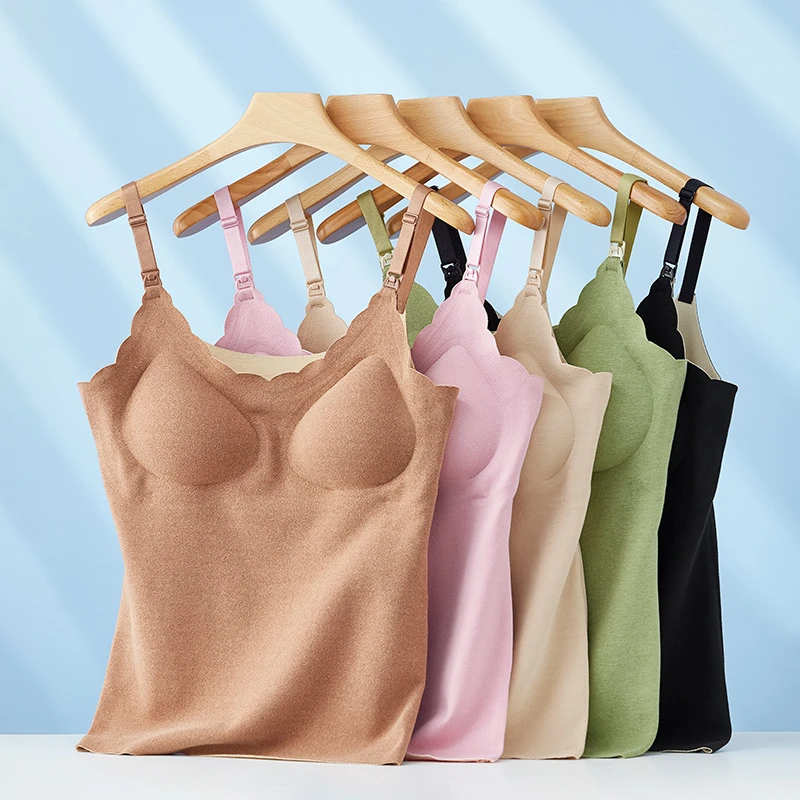 孕妇哺乳吊带秋冬德绒加绒加厚内衣喂奶上衣冬季款孕妇保暖背心