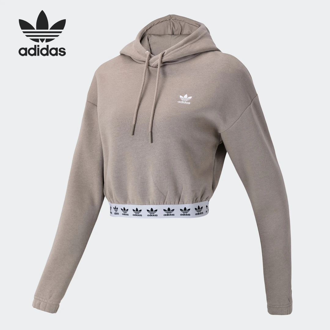 Adidas阿迪达斯正品三叶草2024秋季新款女子短款卫衣HB6032