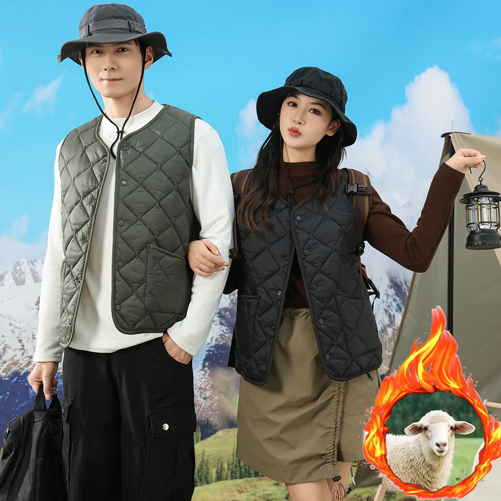 充气绒羊毛马夹秋冬季防风防水保暖加厚坎肩马甲 4801