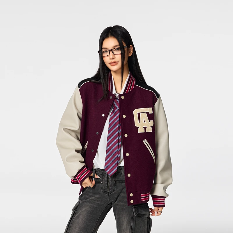 【Achock官方店】学院风棒球服外套2024秋冬新品情侣毛巾绣夹克潮
