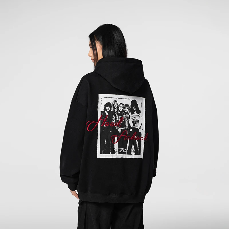 【Achock官方店】美式复古设计感贴布绣印花连帽卫衣男女潮牌帽衫