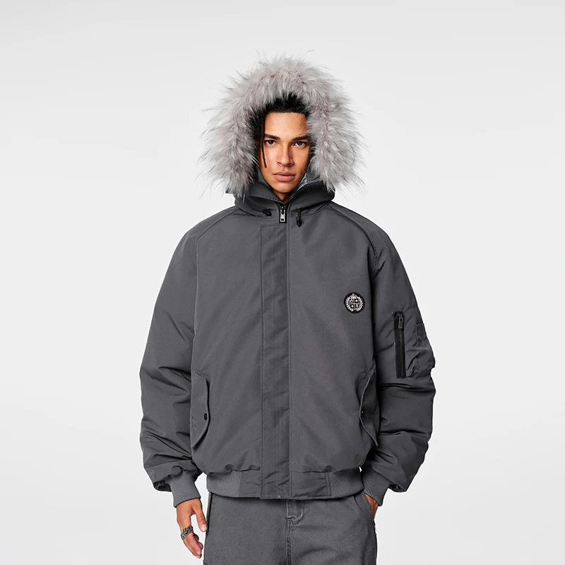 【Achock官方店】毛领连帽棉服男女秋冬新品美式复古加厚派克外套