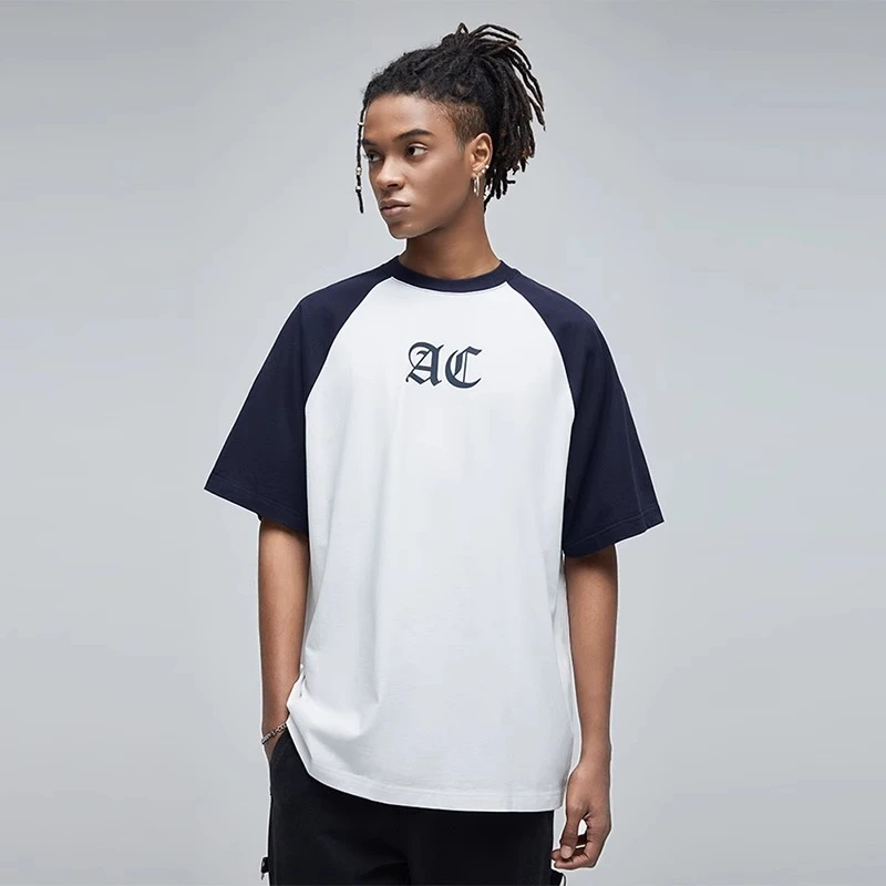 【Achock官方店】  原创基础款ac印花插肩袖打底T恤情侣圆领短袖