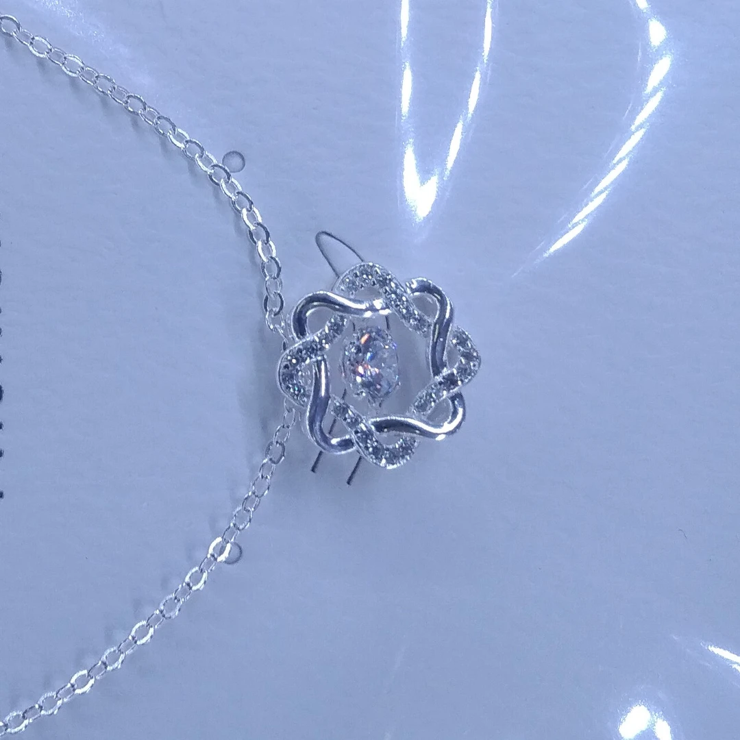 坠链均足银 990纯银灵动八芒星吊坠跳动的心套链