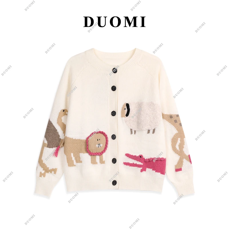 【DUOMI】圆领开衫毛衣女冬季新款宽松显瘦针织外套DD-0809