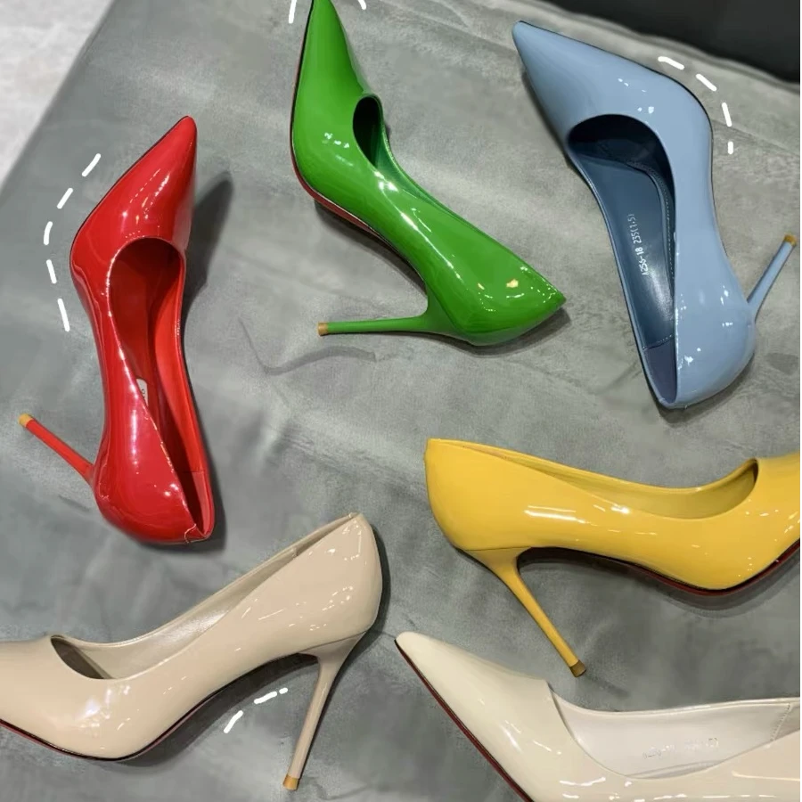 按照主播给的编码下单2024新款韩版裸色高跟鞋女漆皮白色浅口细跟