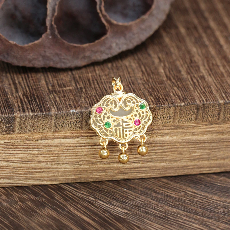 【缅玉世珍】和田玉吊坠18K镶嵌【3718FJ】