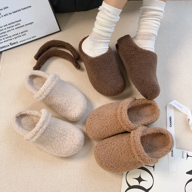 QIAODADA【泰迪勃肯】休闲舒适秋冬慵懒感软底毛毛鞋