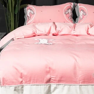 开心家！小萌兔 尾单清货 断货不补 高支高密全棉纯棉刺绣四件套