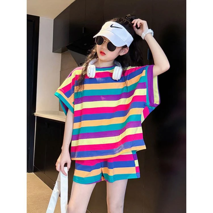 女童装时髦洋气套装2024新款儿童休闲装夏季网红炸街大童短裤夏款