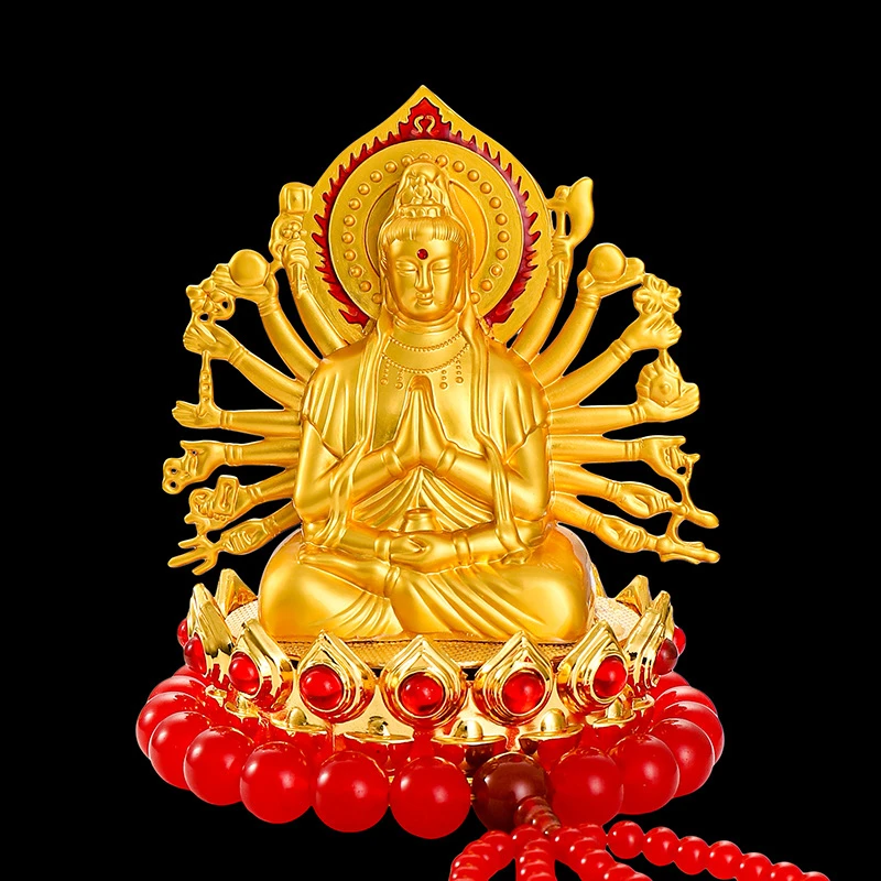 汽车摆件合金千手观音如来佛车载车内中控台摆件饰品保平安旋转