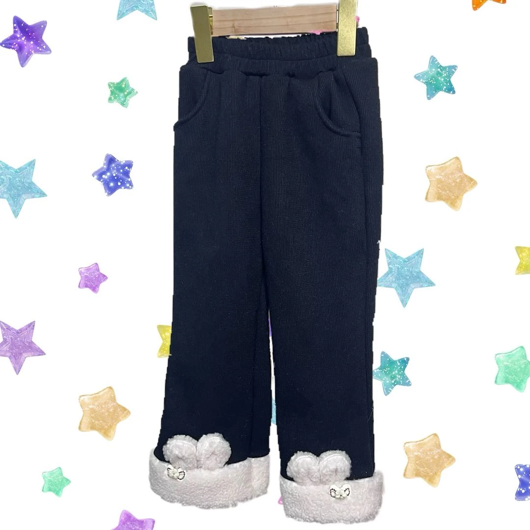 女宝加绒保暖棉裤可爱毛绒裤腿